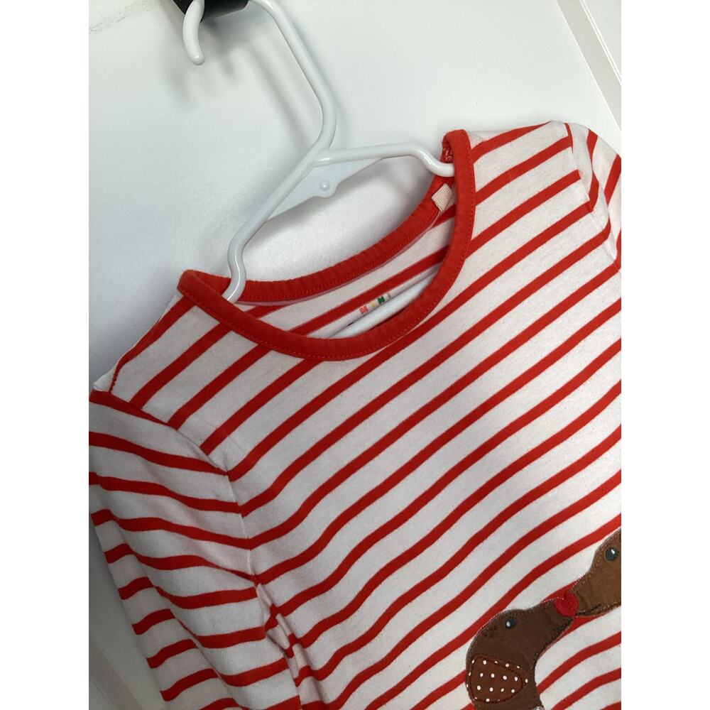 Mini Boden Girls 3-4 Red Stripped Dog Applique Cotton T-Shirt - Picture 3 of 9